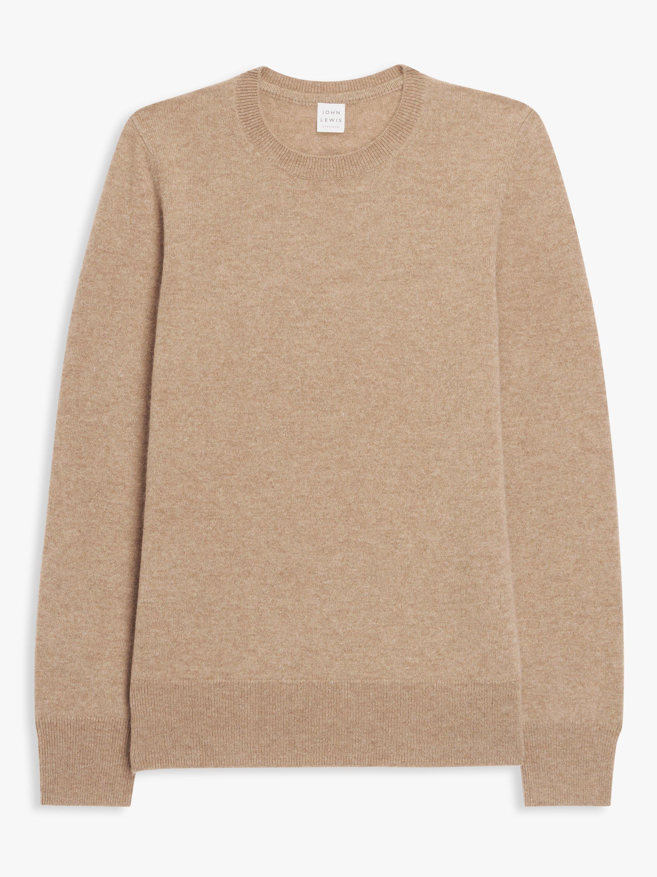 John Lewis Cashmere Crew Neck Jumper, Beige, 8