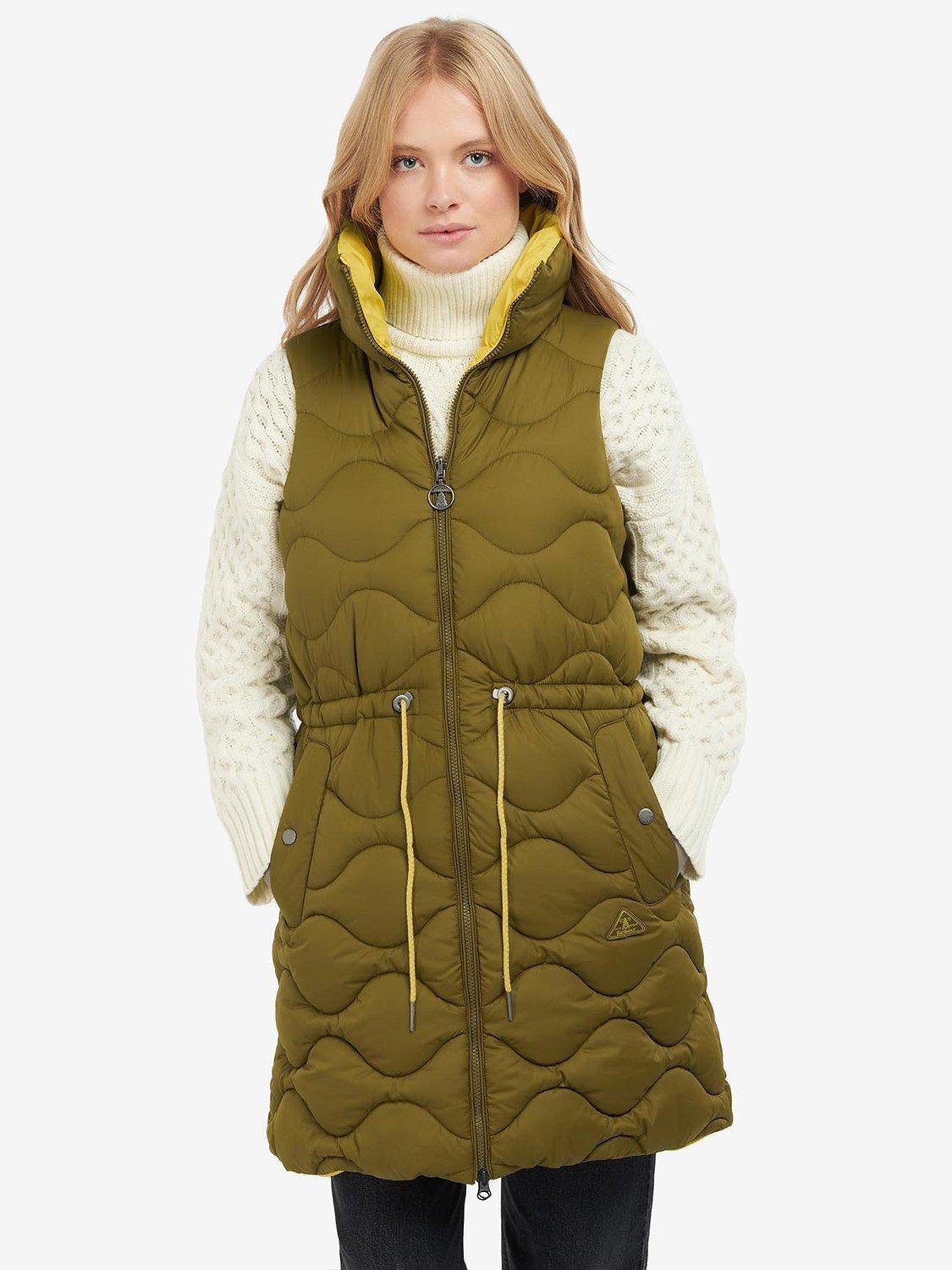 Barbour Shelly Reversible Quilted Funnel Neck Gilet, Lime/Limeade