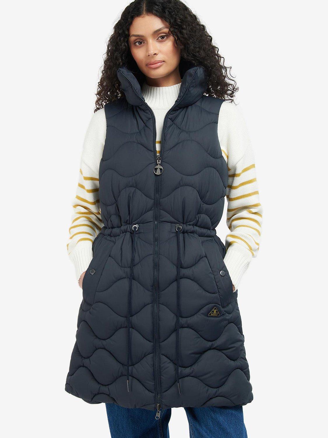 Barbour Shelly Reversible Quilted Funnel Neck Gilet, Dark Navy