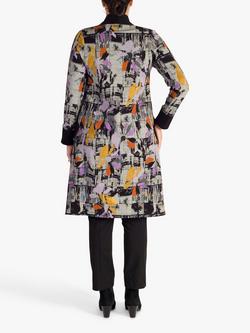 chesca Abstract Flower Coatigan, Grey/Multi - view 2, Grey/Multi