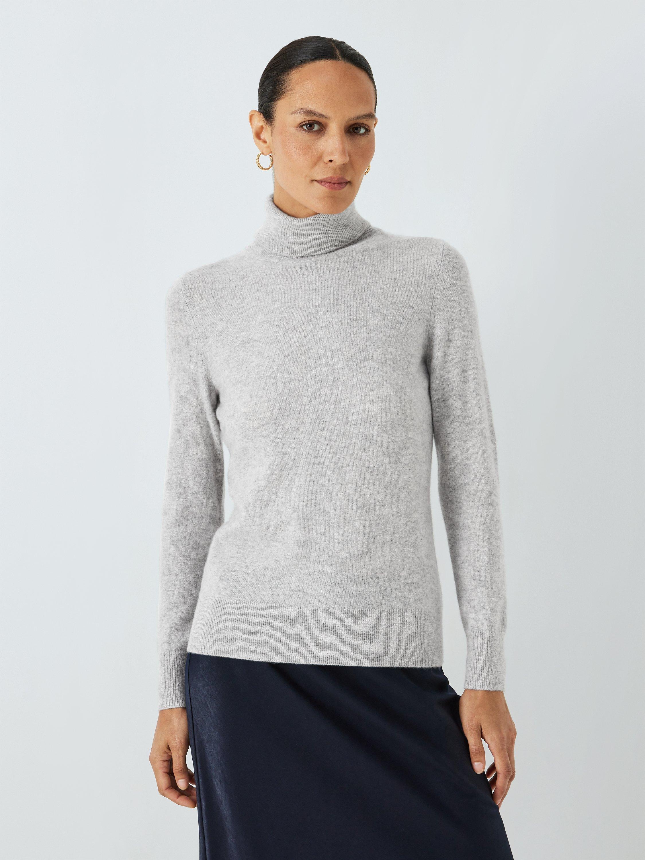 John Lewis Cashmere Roll Neck Jumper, Grey