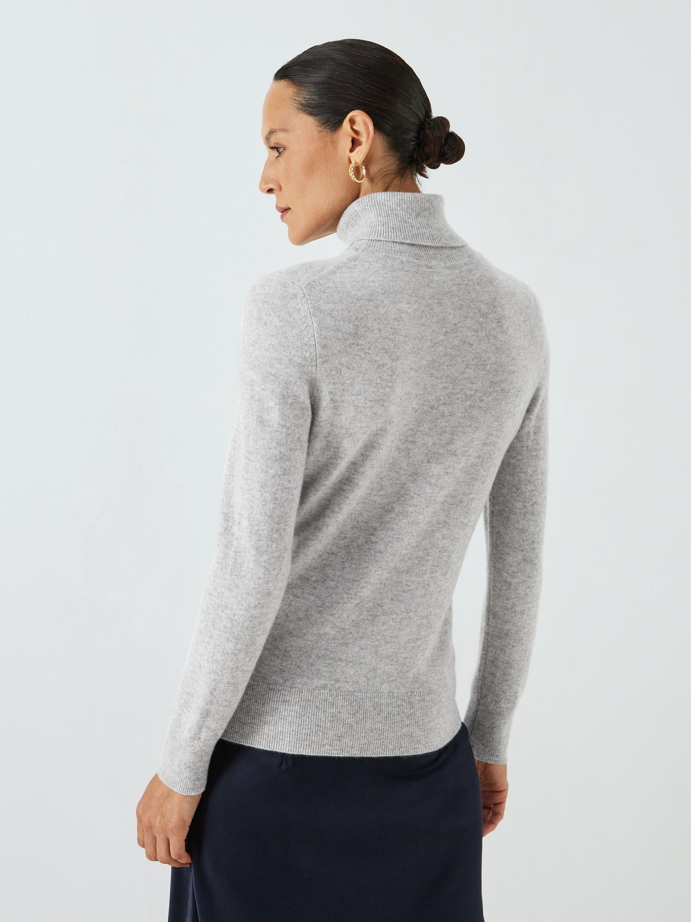 John Lewis Cashmere Roll Neck Jumper, Grey, 10