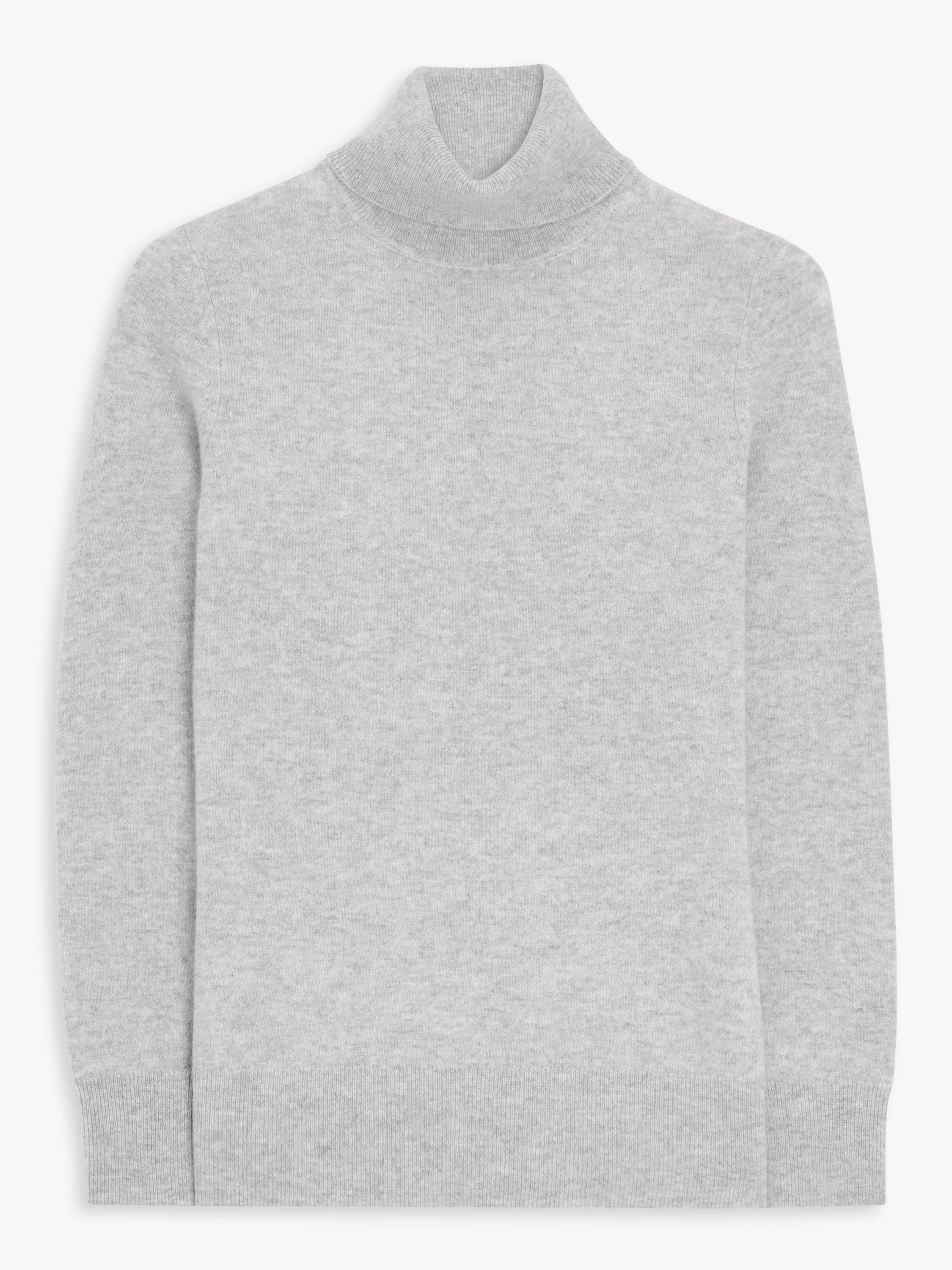 John Lewis Cashmere Roll Neck Jumper, Grey, 10