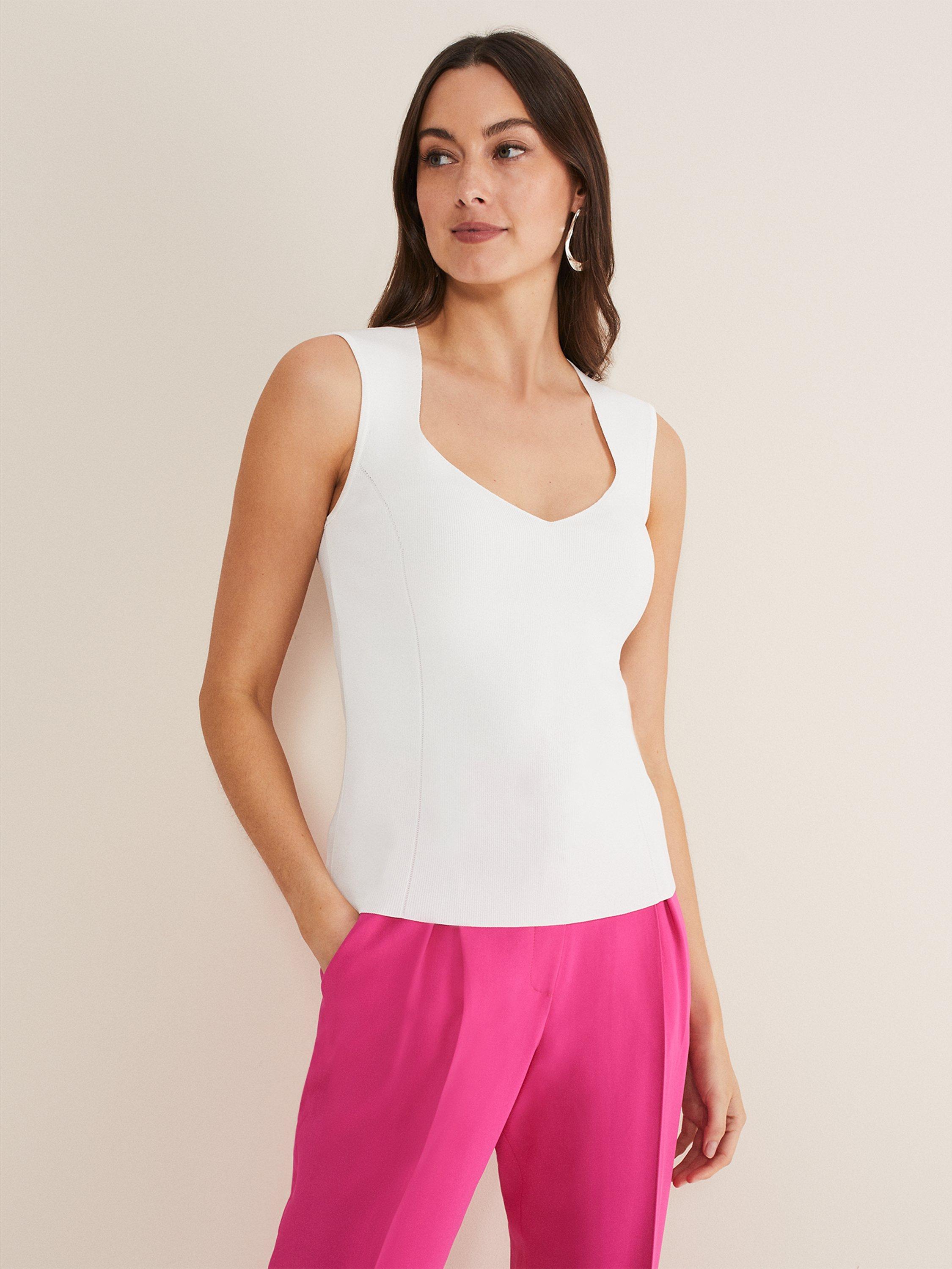 Phase Eight Halina Sweetheart Neck Sleeveless Top, Ivory