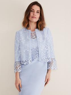 Phase Eight Isabella Lace Jacket, Light Cornflower