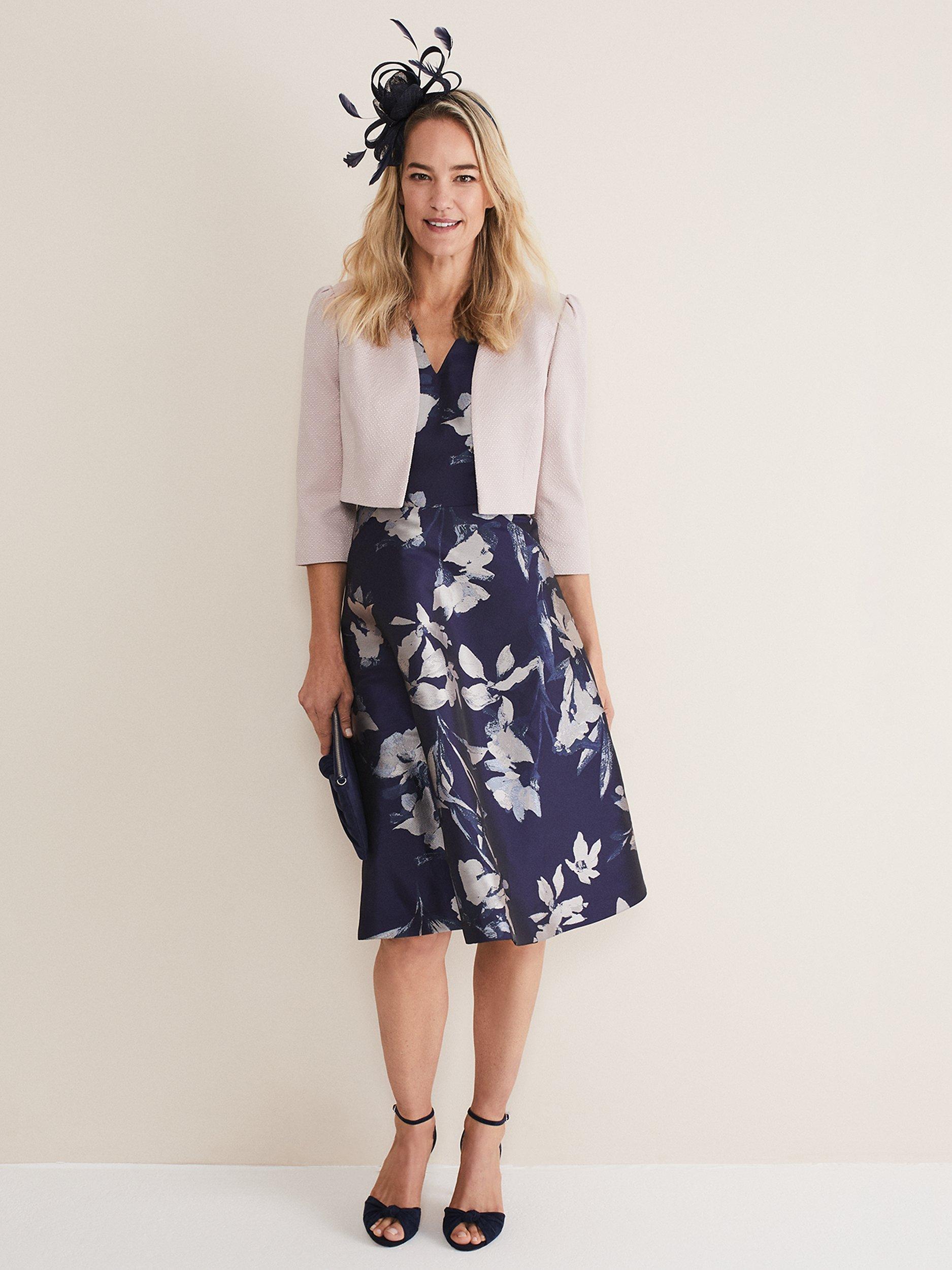 Product image 3 of 6, which shows Phase Eight Bow and Quills Fascinator, Navy, One Size