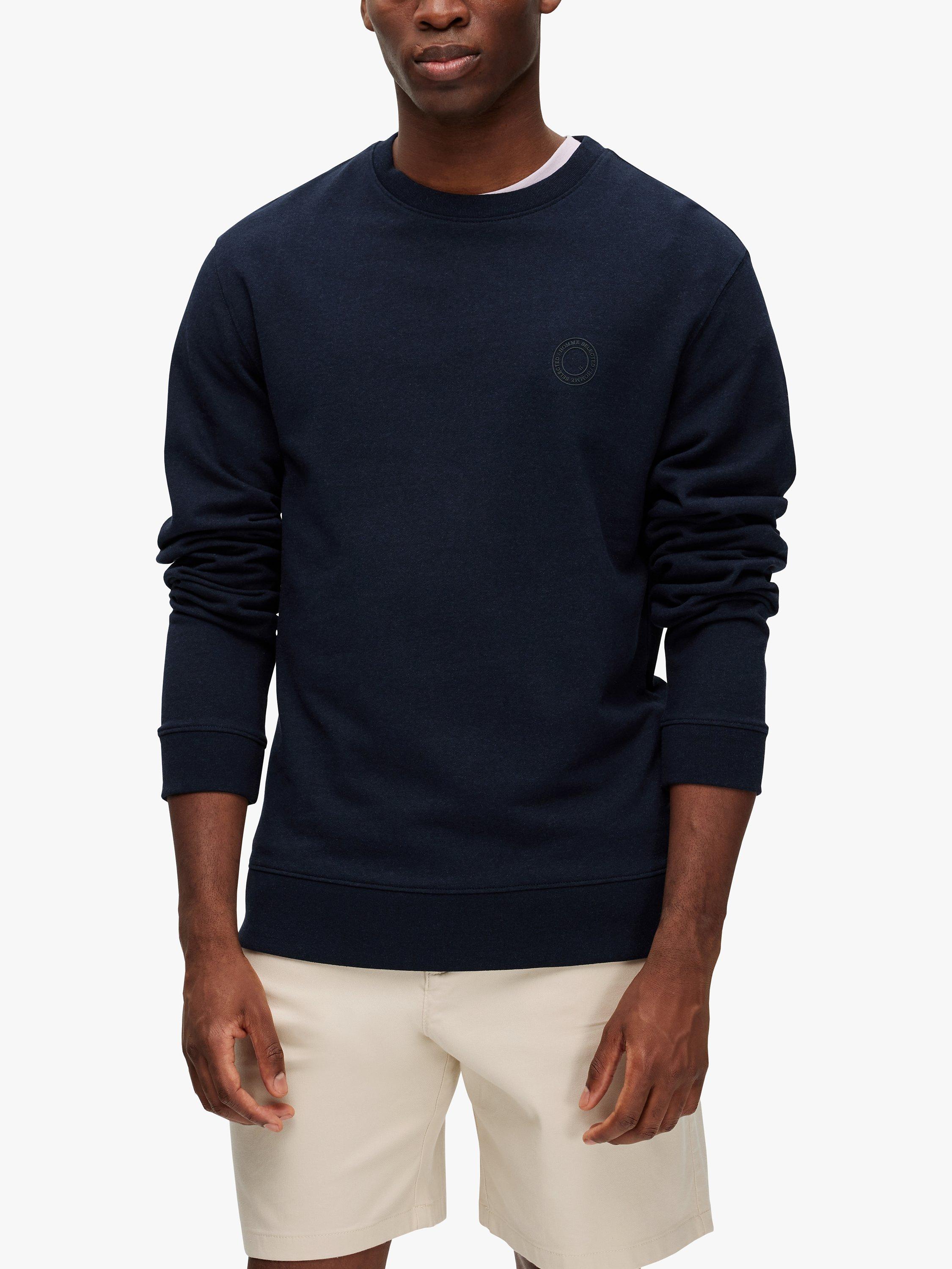 SELECTED HOMME Organic Cotton Blend Embroidered Logo Sweatshirt, Sky Captain, L