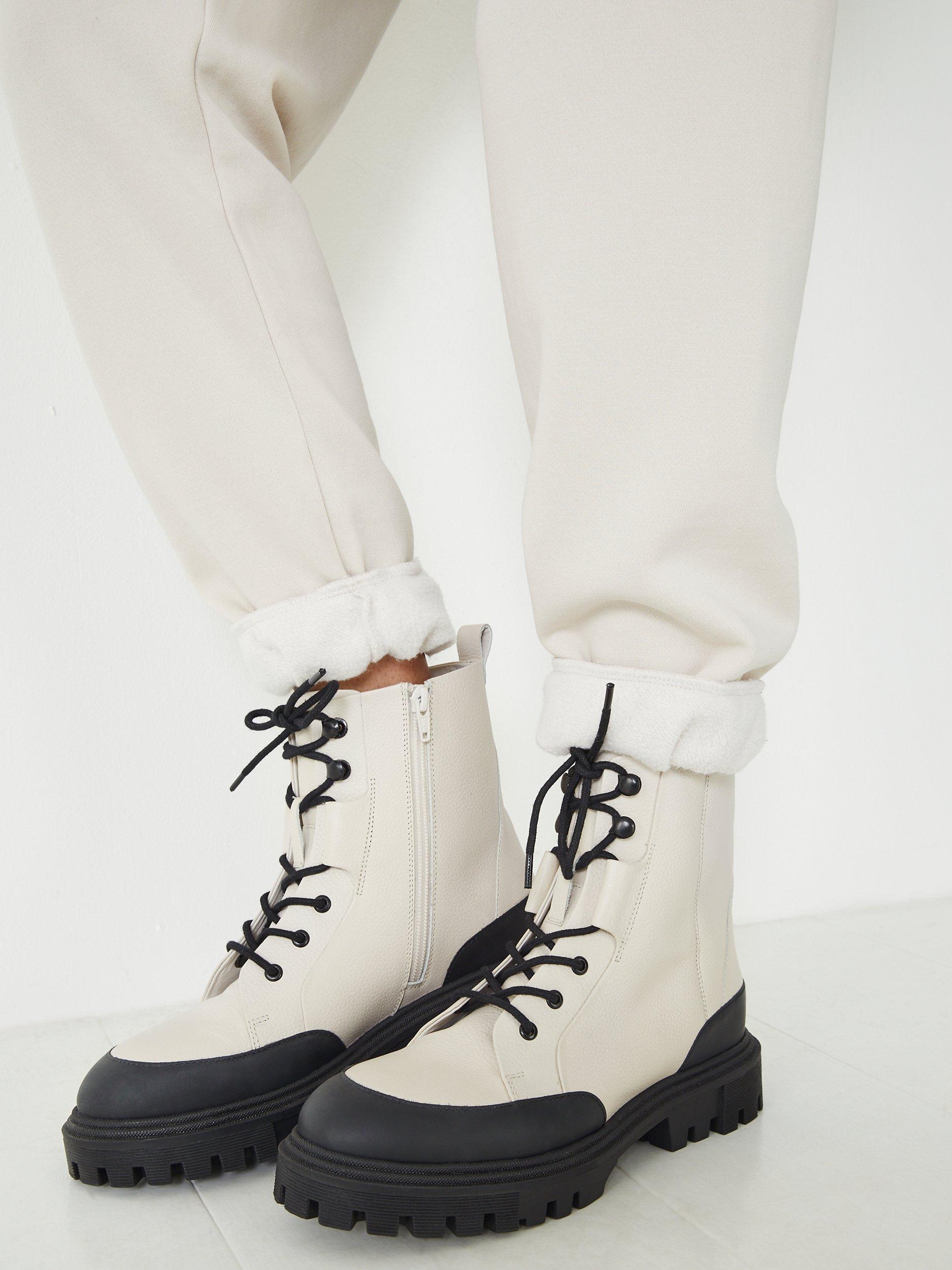 HUSH Colleen Leather Boots Off White