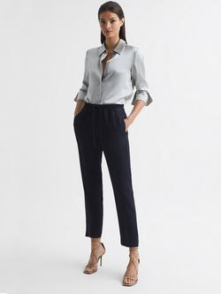 Reiss Hailey Ankle Grazer Trousers, Navy, Navy