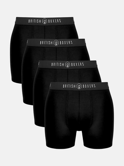 British Boxers Bamboo Trunks, Pack of 4, Black