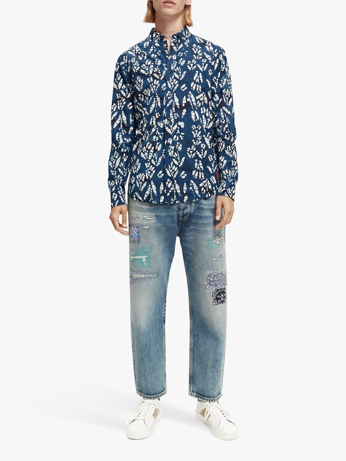 Scotch & Soda Printed Poplin Slim Fit Shirt, 0221 - Combo E, S