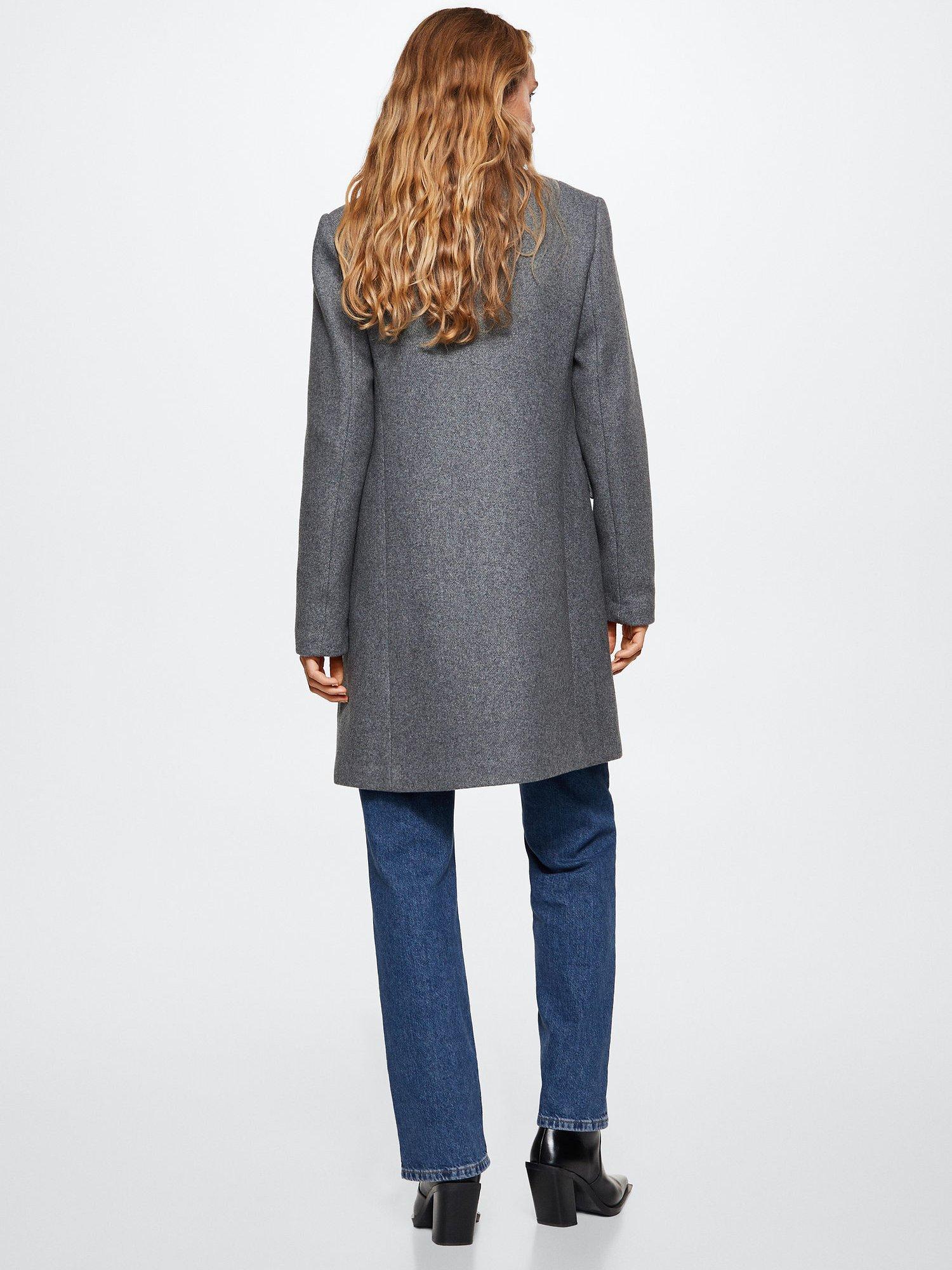Product image 2 of 4, which shows Mango Wool Blend Tailored Coat, Grey, XXS