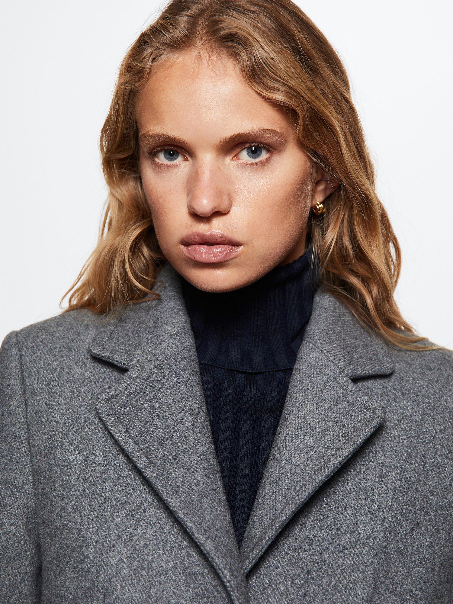 Product image 4 of 4, which shows Mango Wool Blend Tailored Coat, Grey, XXS