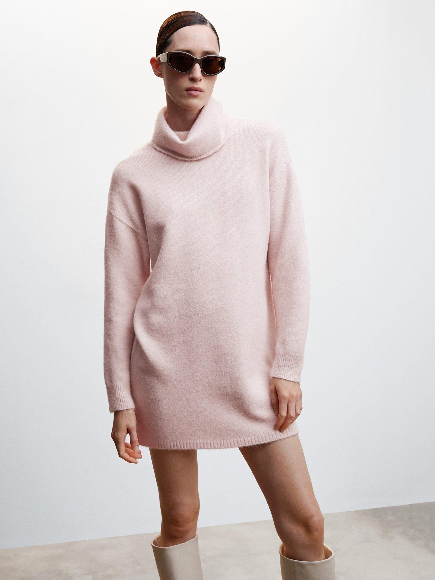 Mango Wool Blend Jumper Dress, Pink