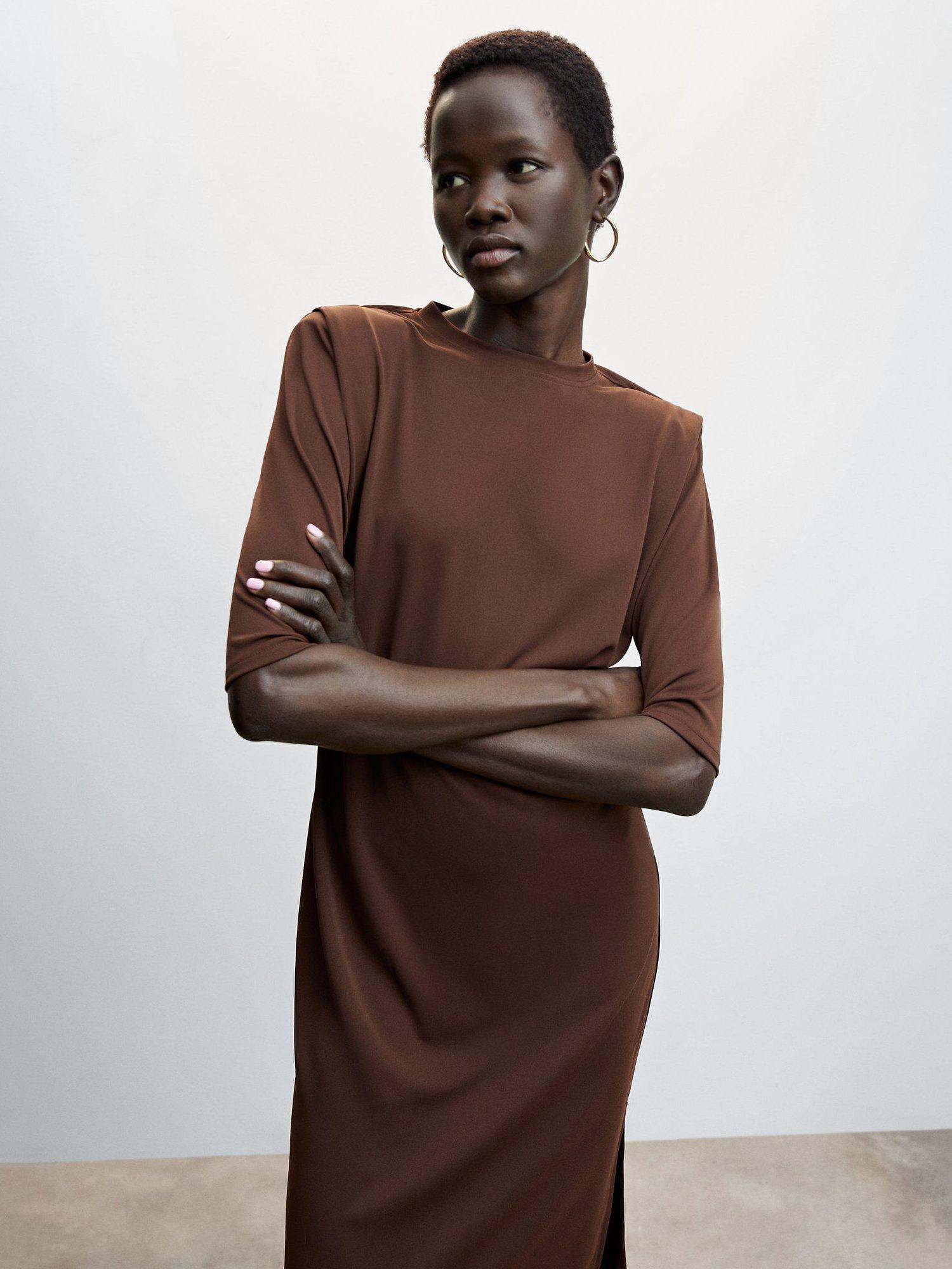 Mango Joggib Straight Midi Dress, Brown
