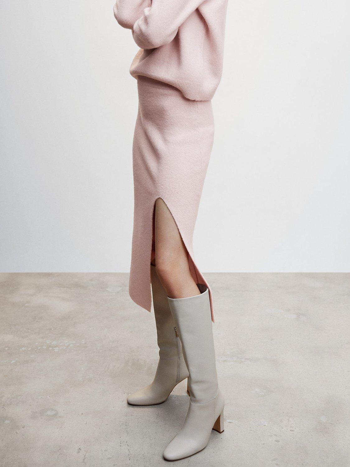 Mango Kylie Wool Blend Skirt, Pastel Pink