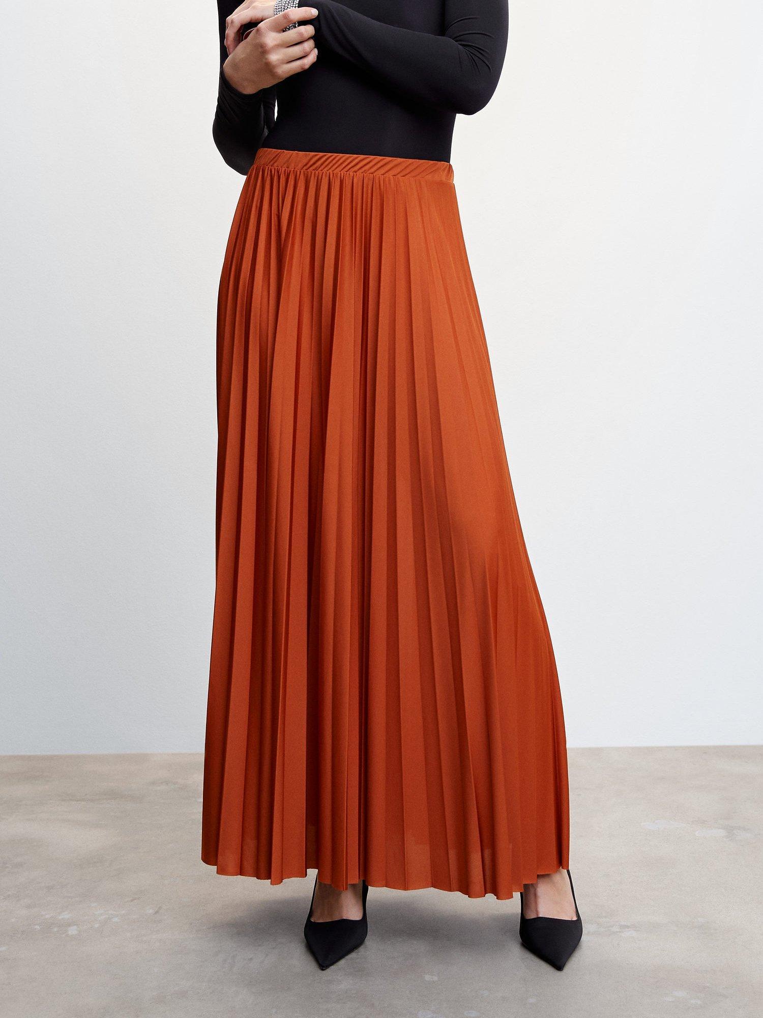 Mango Mari Plisse Maxi Skirt, Copper