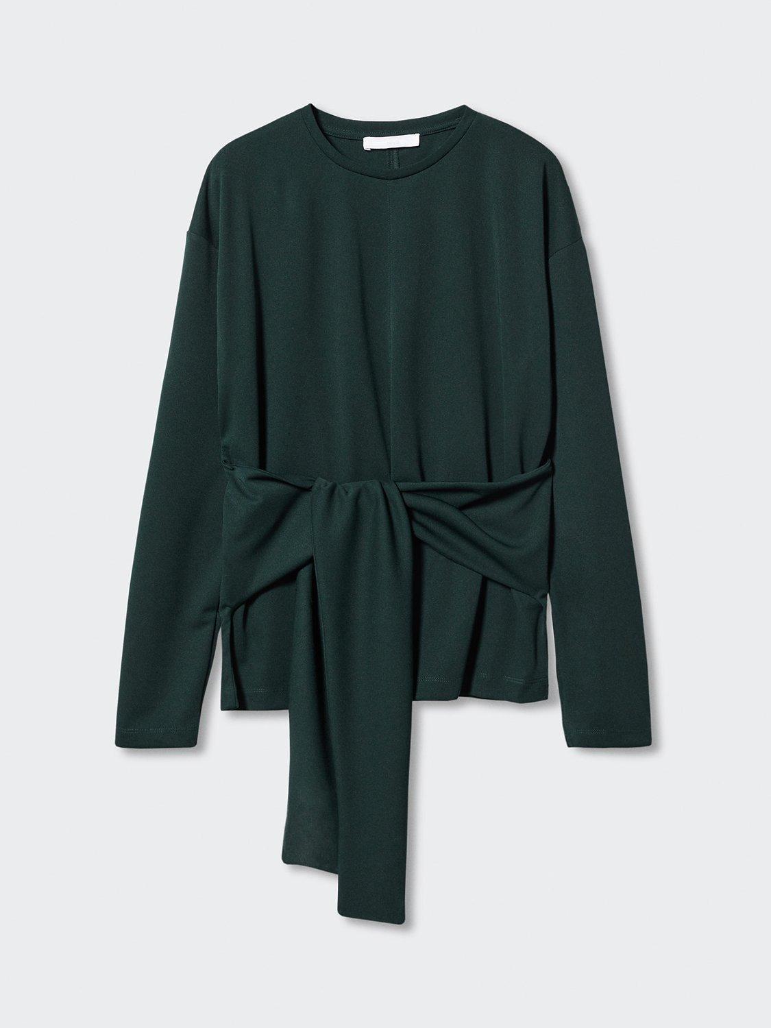 Mango Joggib Knot Top, Dark Green