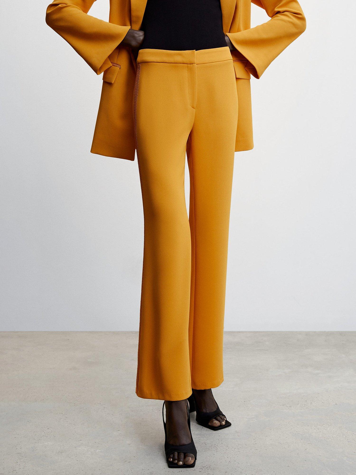 Mango Tailored Cropped Trousers, Yellow