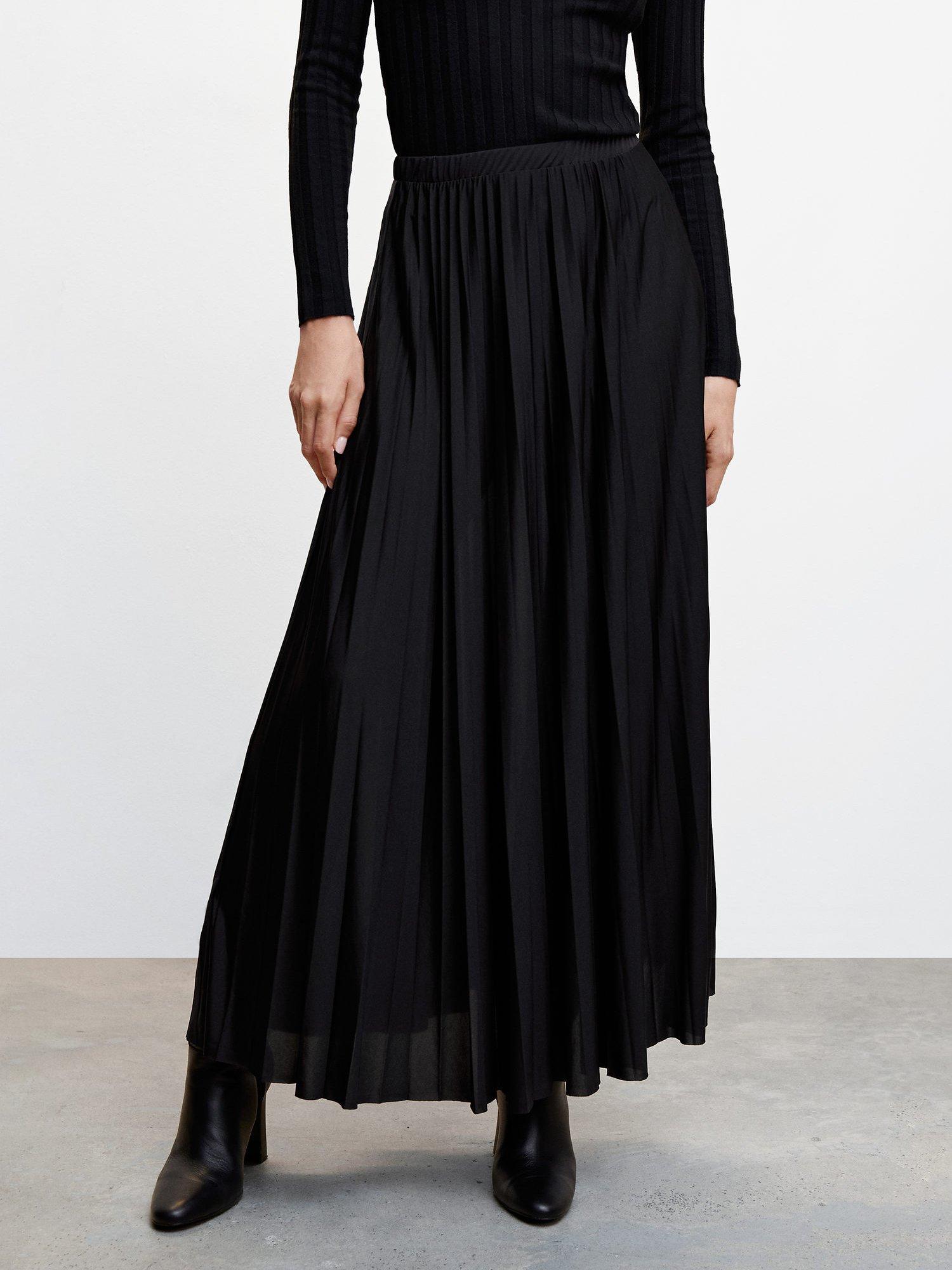 Mango Mari Plisse Maxi Skirt, Black