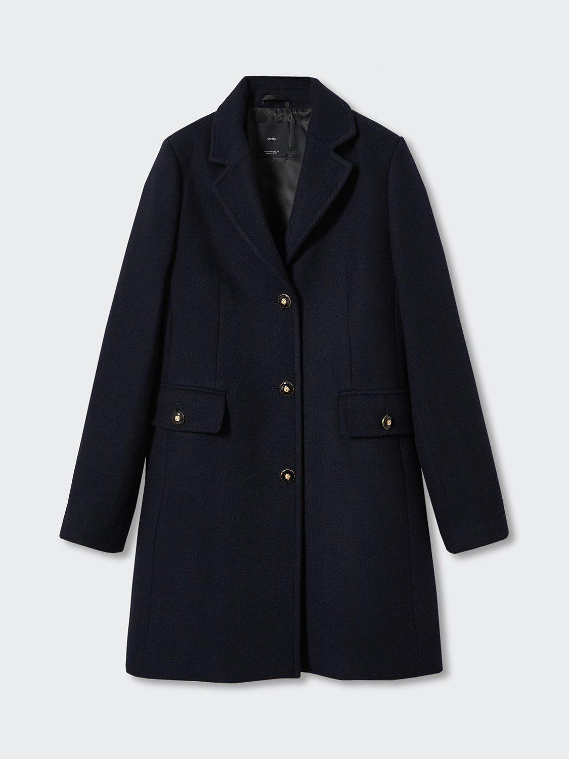 Product image 3 of 7, which shows Mango Carmin Wool Blend Coat, Navy, XXS