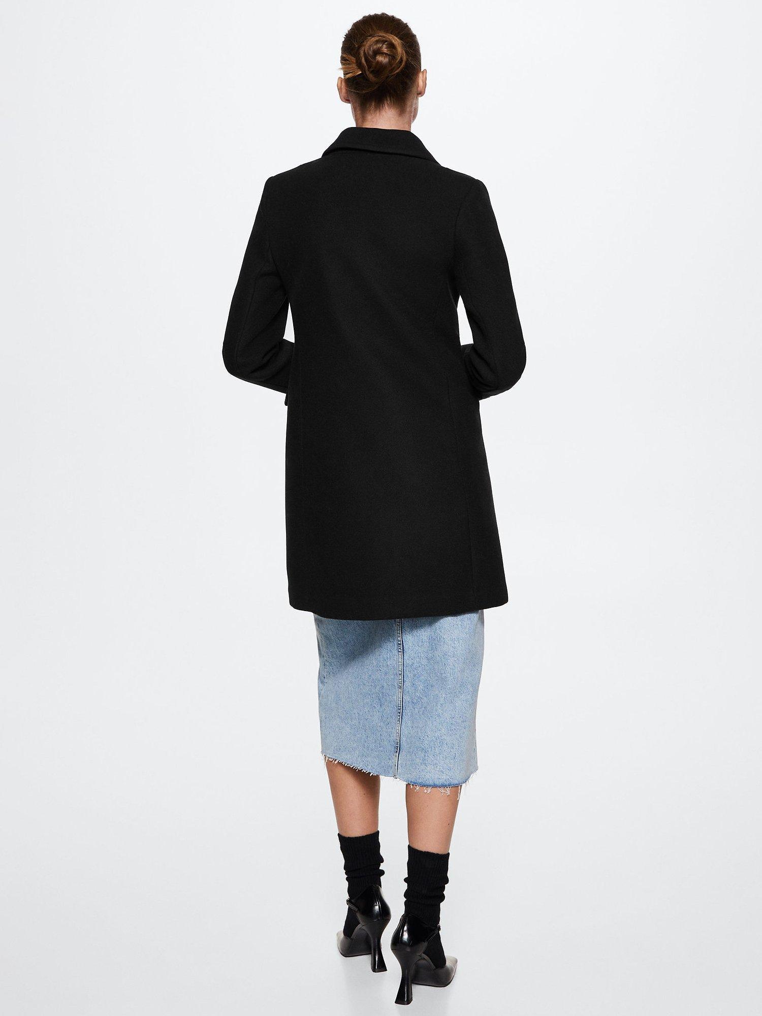 Product image 4 of 7, which shows Mango Carmin Wool Blend Coat, Navy, XXS