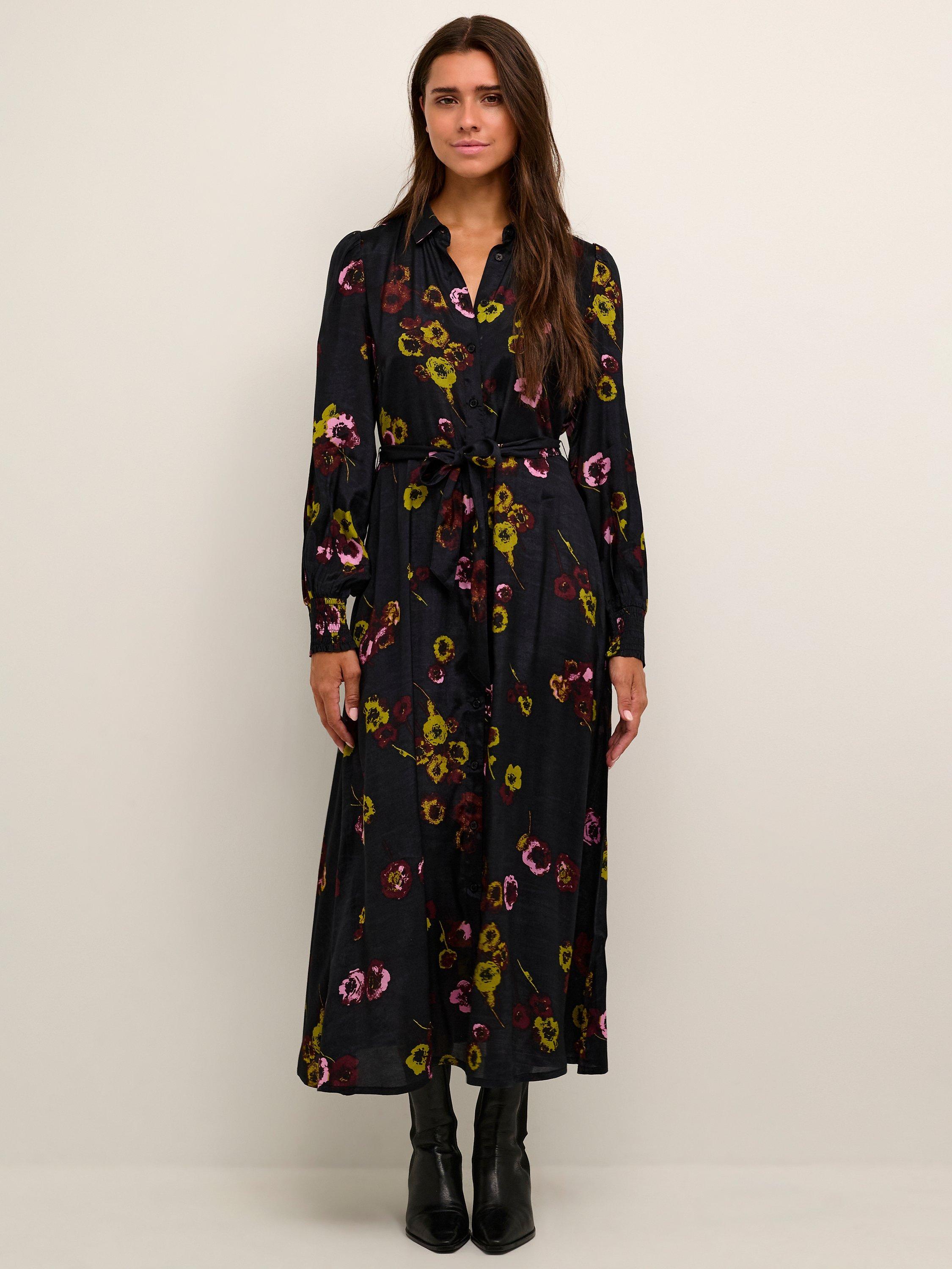 KAFFE Ninna Printed Shirt Midi Dress, Grapemist Lizard