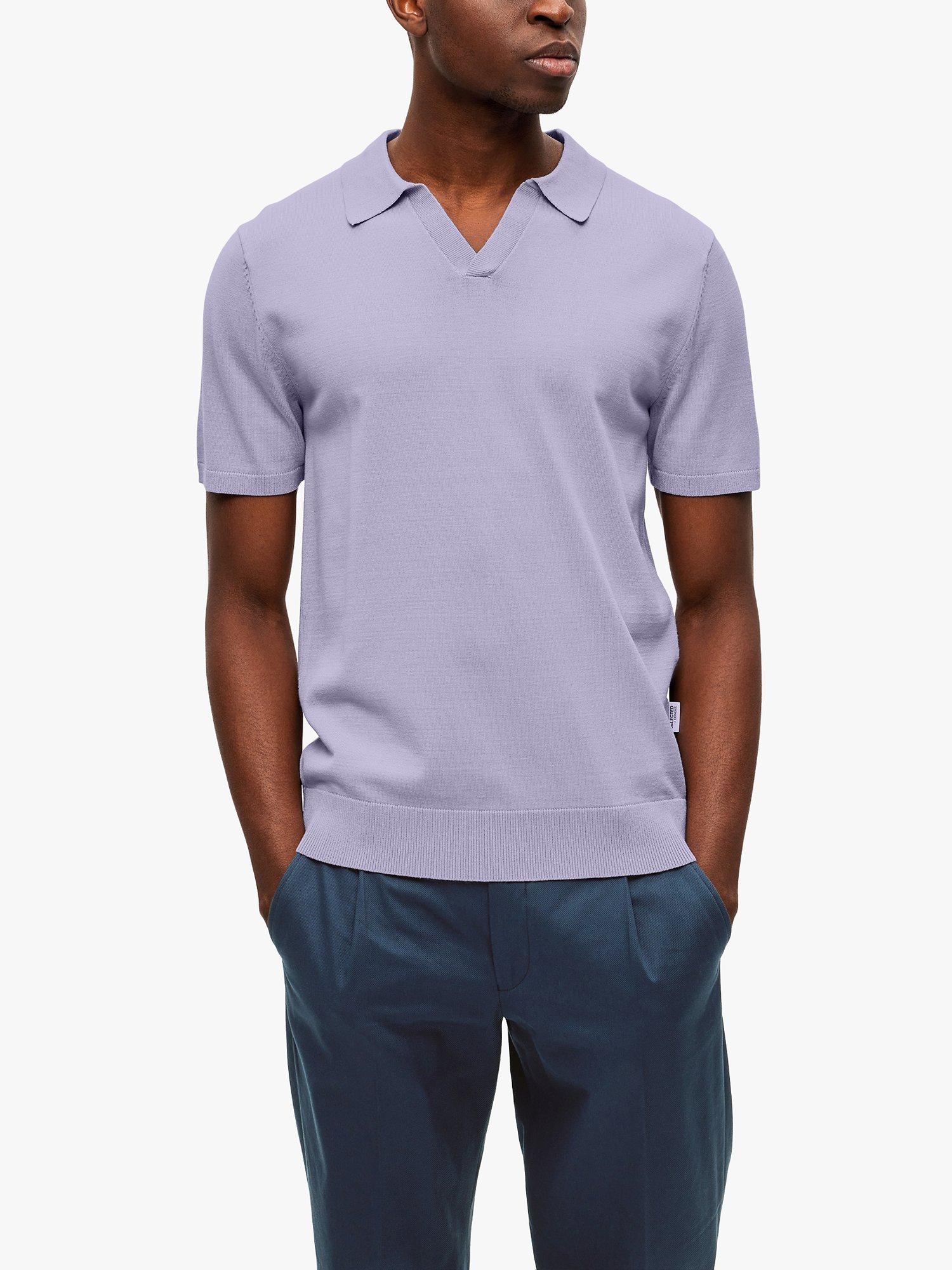 SELECTED HOMME Teller Short Sleeve Polo Shirt, Languid Lavender