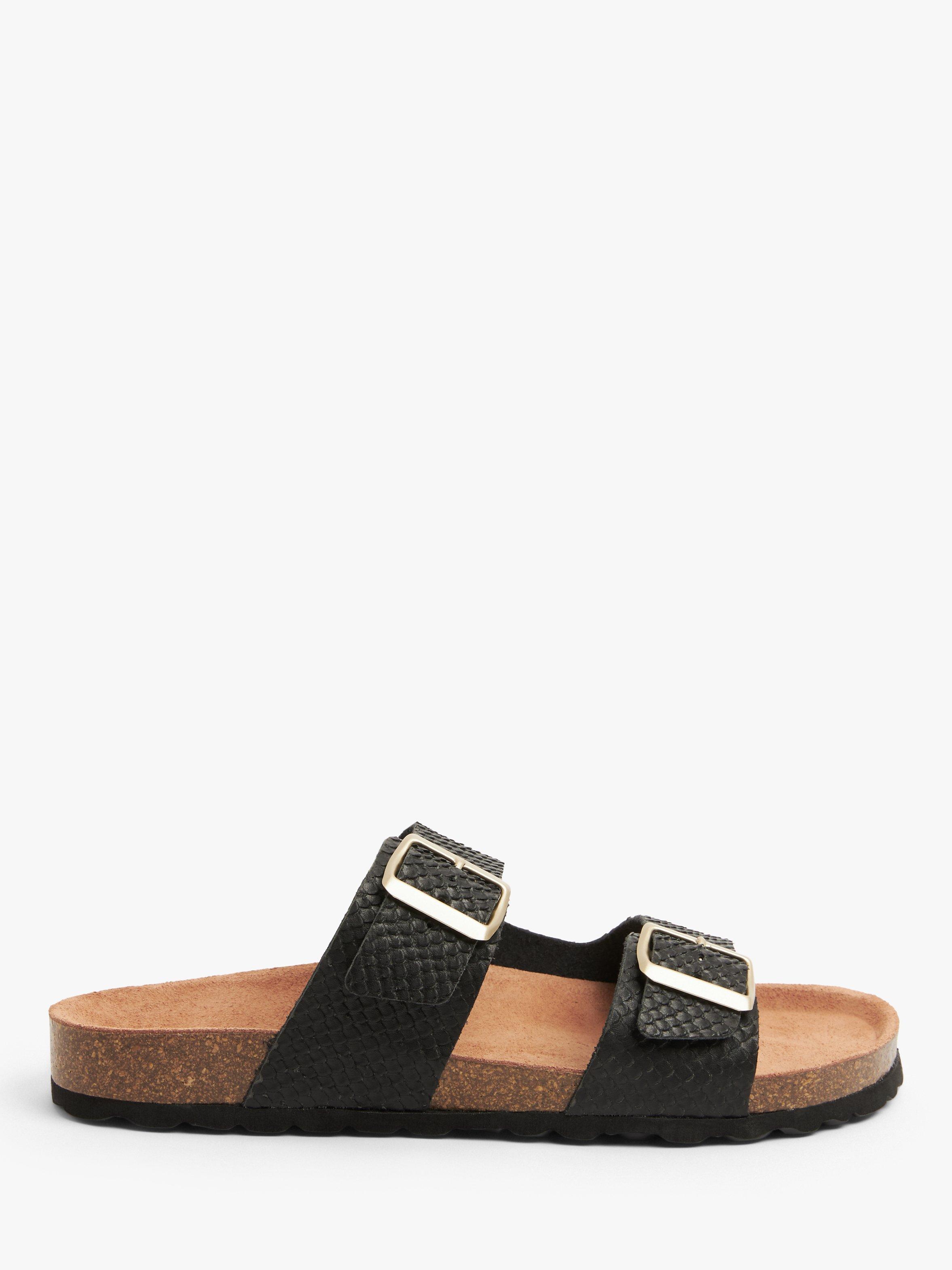 John Lewis Lolly Double Buckle Footbed Sandals, Black