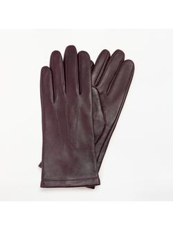 John Lewis Fleece Lined Women's Leather Gloves, Claret