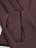 John Lewis Fleece Lined Women's Leather Gloves, Claret