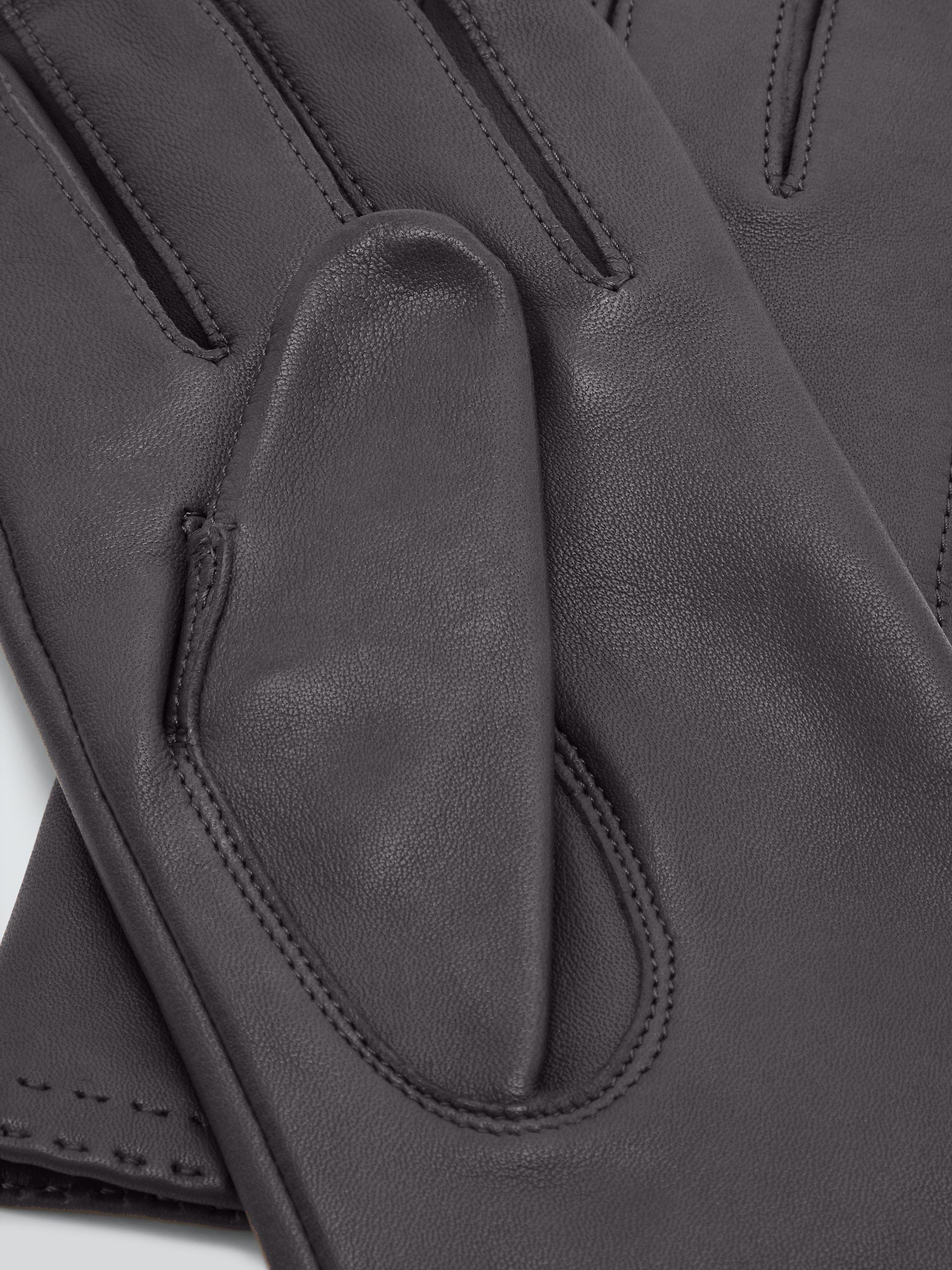 Product image 2 of 2, which shows John Lewis Fleece Lined Women's Leather Gloves, Navy, S