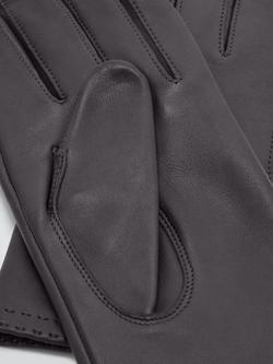 John Lewis Stitching Detail Fleece Lined Leather Gloves - view 2, Navy