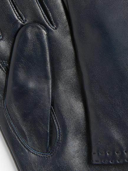 John Lewis Cashmere Lined Leather Gloves - view 2, Navy