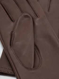 John Lewis Stitching Detail Fleece Lined Leather Gloves - view 2, Chocolate
