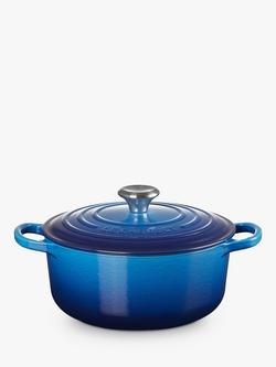Le Creuset Cast Iron Signature Round Casserole - view 2, Azure