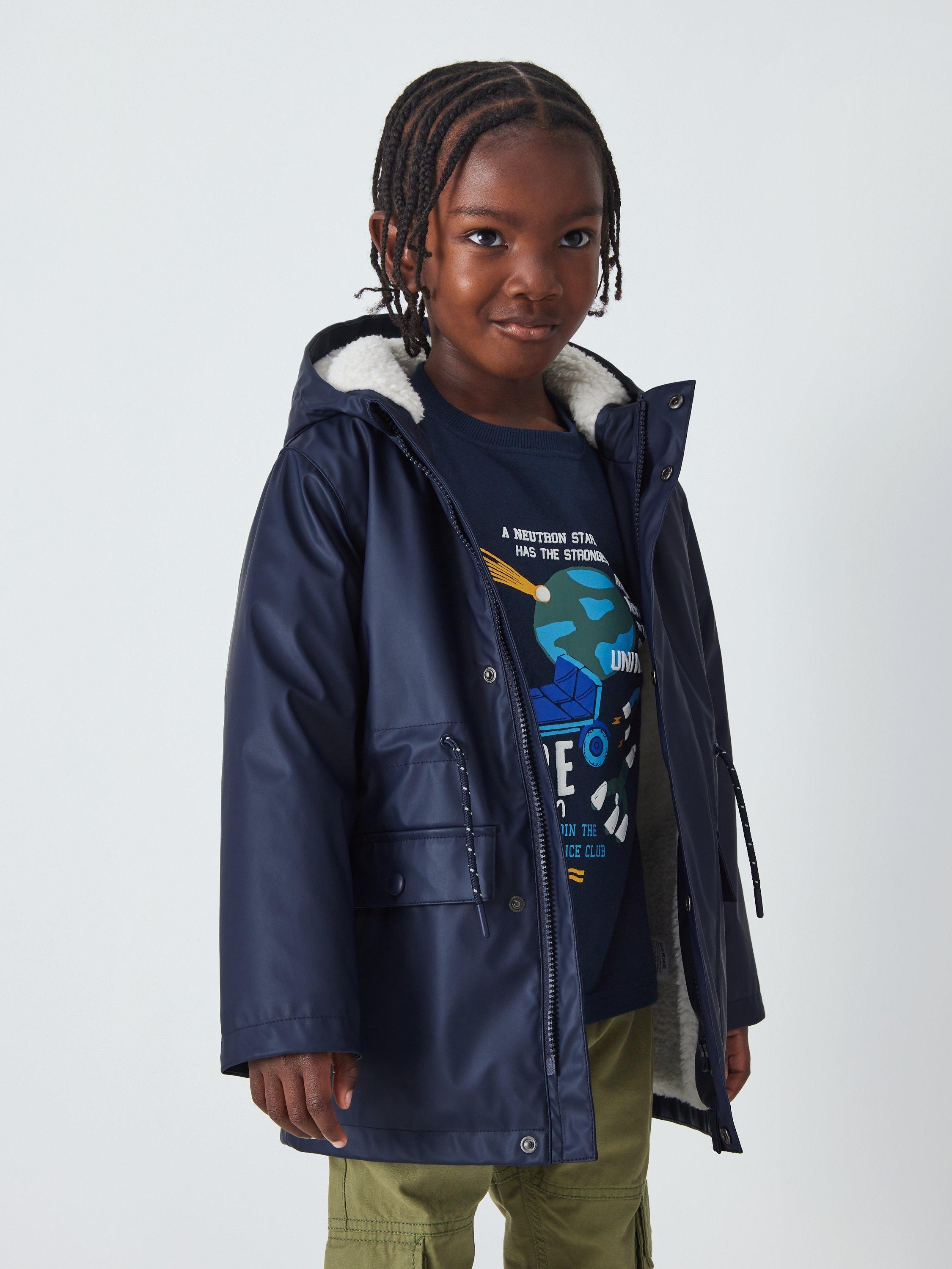 John Lewis Kids' Plain Borg Lined Mac Coat, Peacoat