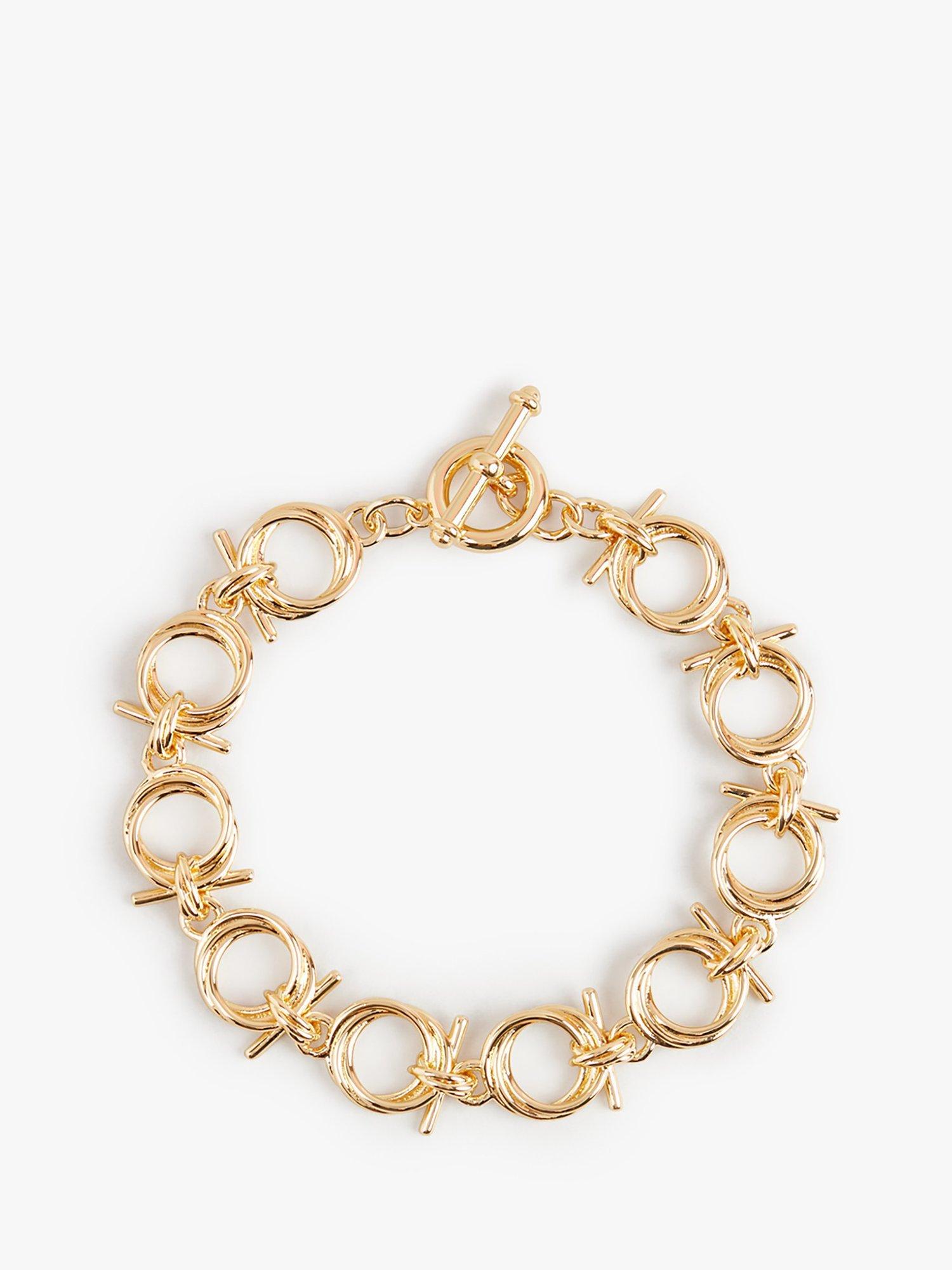 HUSH Talia T-Bar Hoop Link Chain Bracelet, Gold