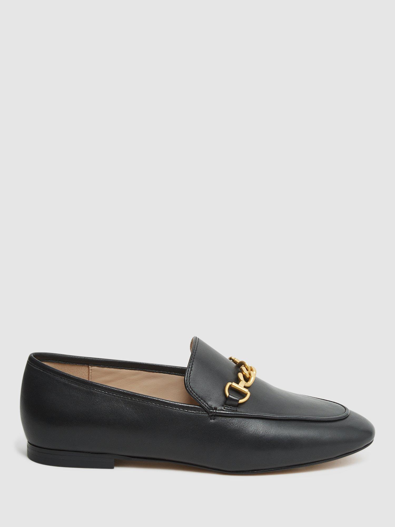 Reiss Evan Leather Loafers, Black