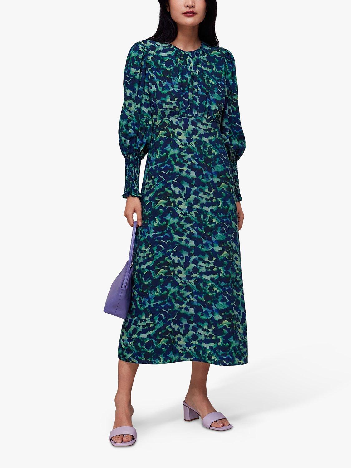 Whistles Cheetah Print Midi Dress, Green/Multi