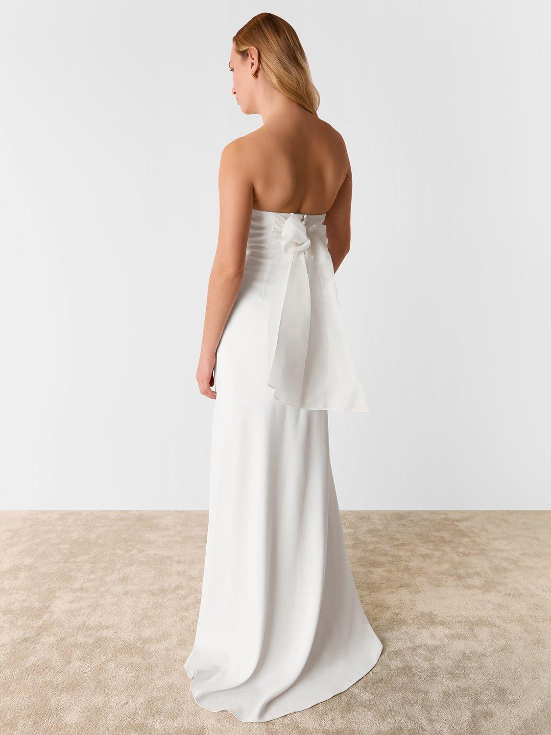 Product image 2 of 6, which shows Whistles Ellis Strapless Wedding Dress, Ivory/Multi, 6