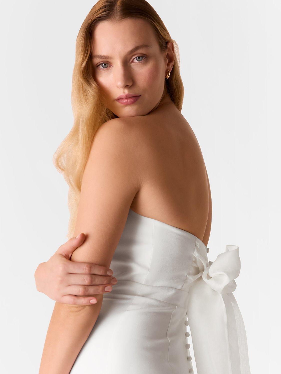 Product image 4 of 6, which shows Whistles Ellis Strapless Wedding Dress, Ivory/Multi, 6