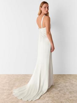 Whistles Lina Satin Wedding Dress, Ivory/Multi - view 2, Ivory/Multi