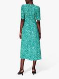 Whistles Clouded Floral Tie Midi Dress, Green/Multi