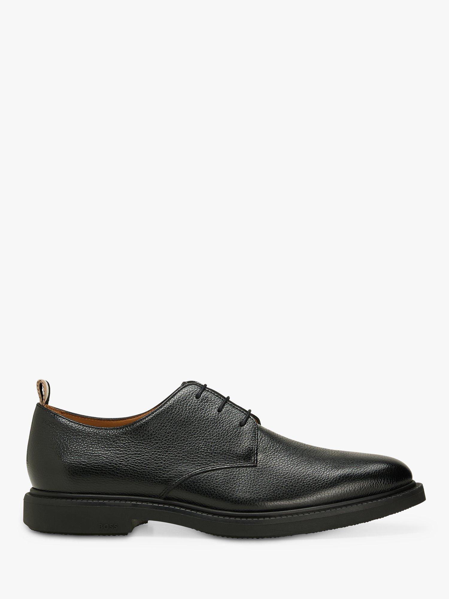 BOSS Larry Grain Leather Derby Shoes, Black