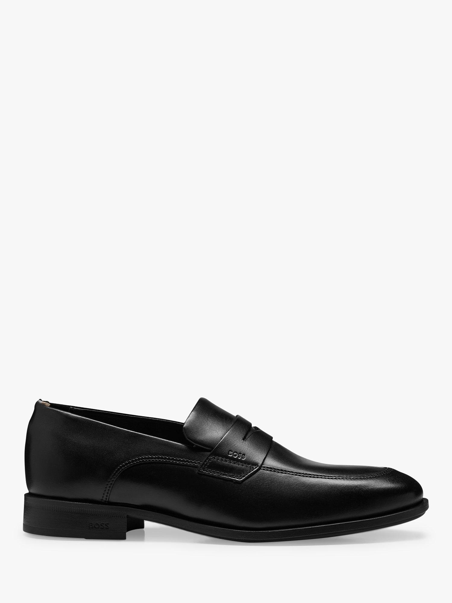 BOSS Colby Leather Penny Loafers, Black