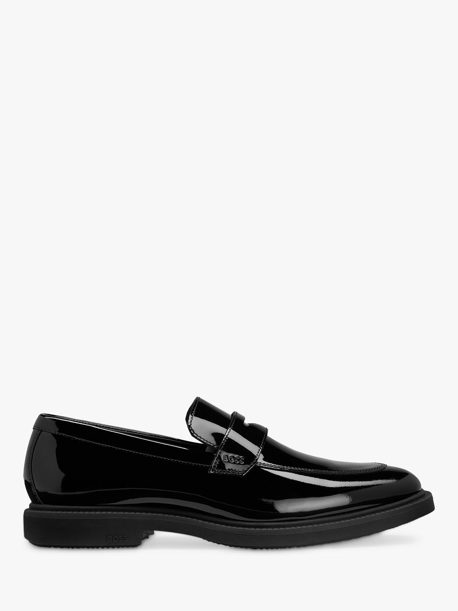 BOSS Larry Penny Leather Loafers, Black