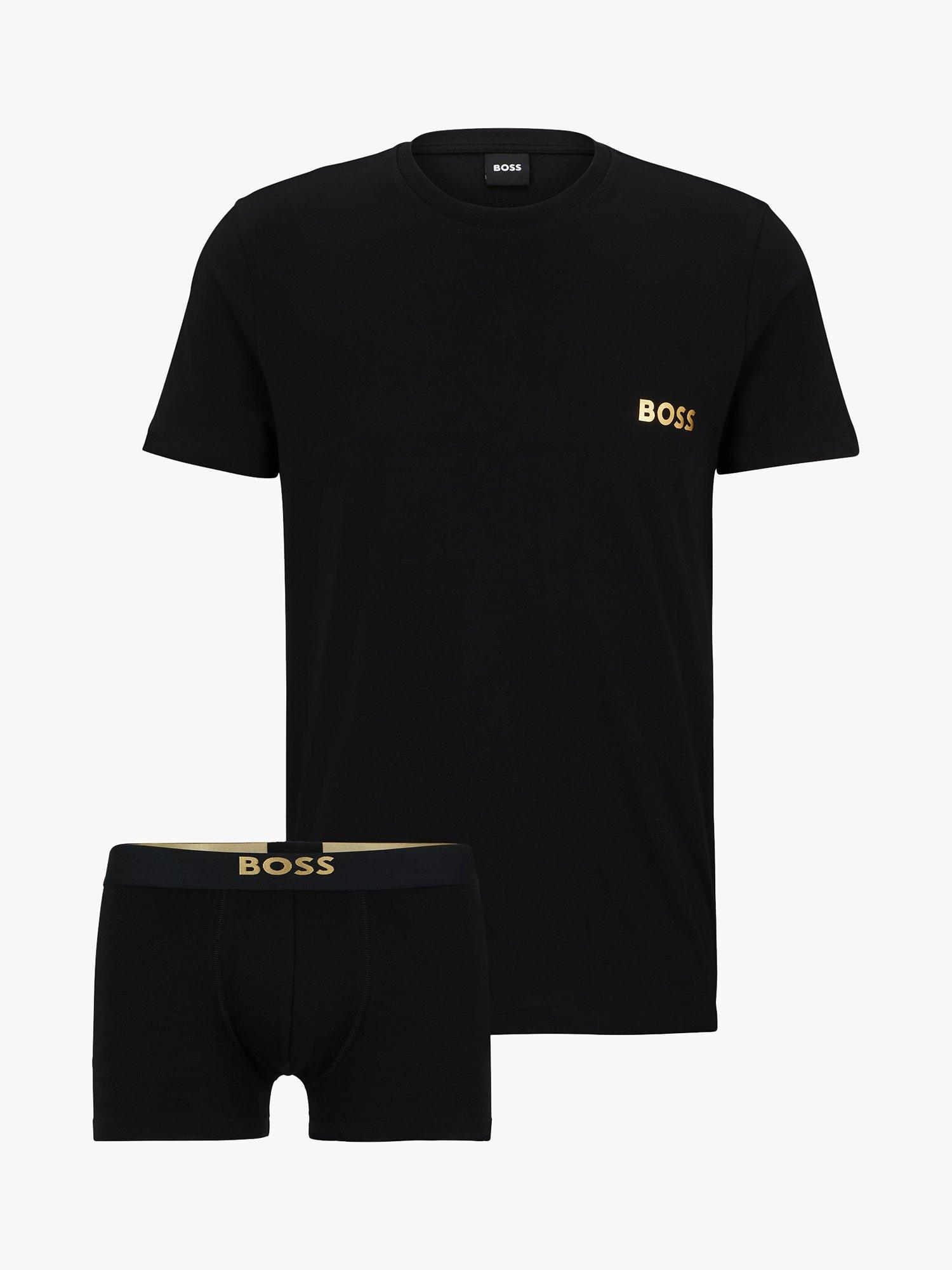 BOSS Cotton T-Shirt & Trunks Underwear Gift Set, Black