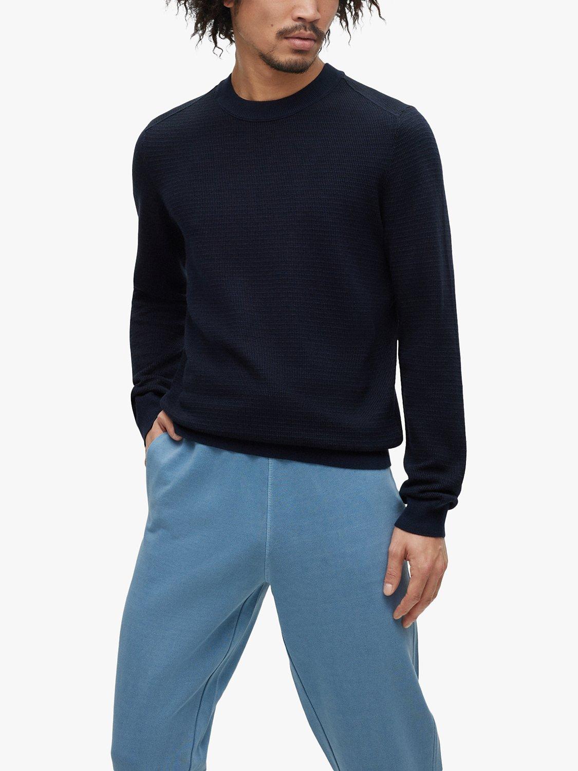 BOSS Abovemo Cotton Cashmere Blend Jumper, Dark Blue