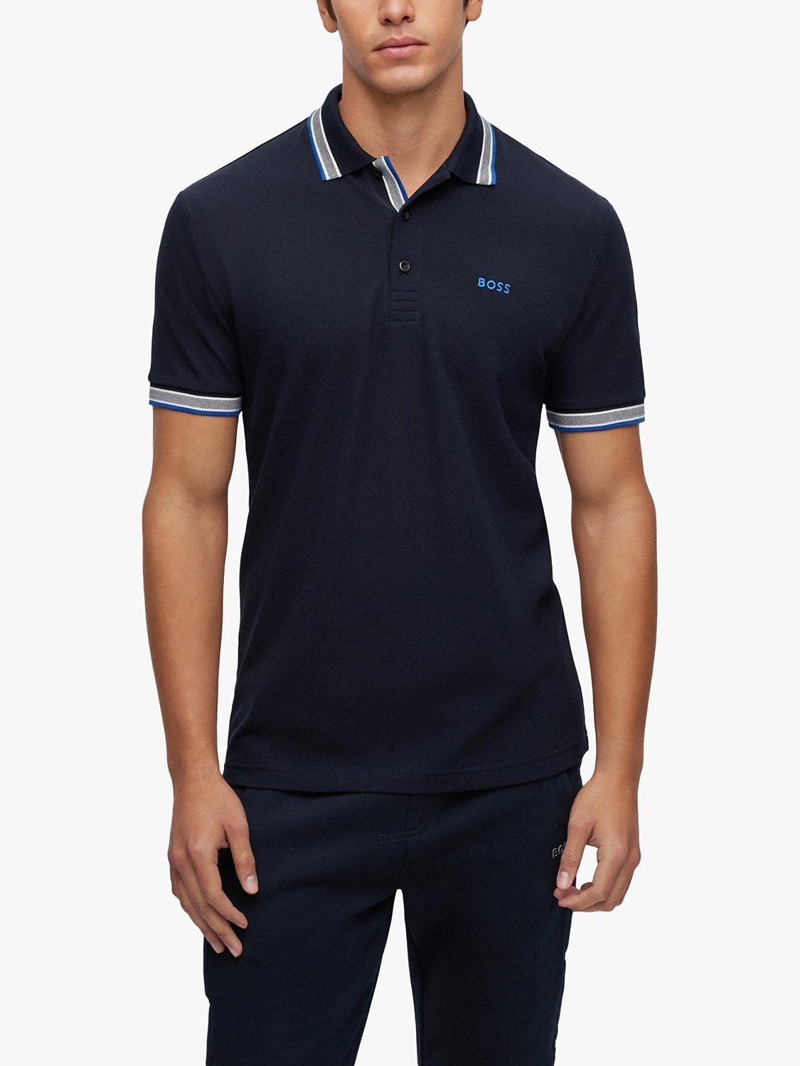 BOSS Paddy Short Sleeve Polo Shirt, Dark Blue